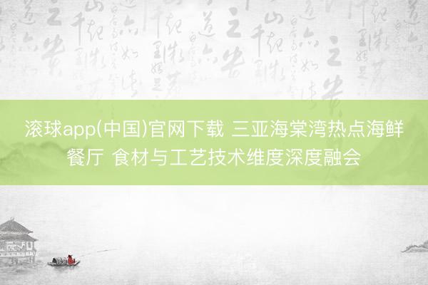滚球app(中国)官网下载 三亚海棠湾热点海鲜餐厅 食材与工艺技术维度深度融会