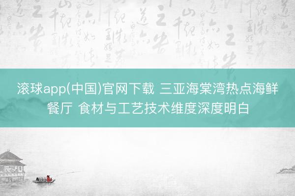 滚球app(中国)官网下载 三亚海棠湾热点海鲜餐厅 食材与工艺技术维度深度明白