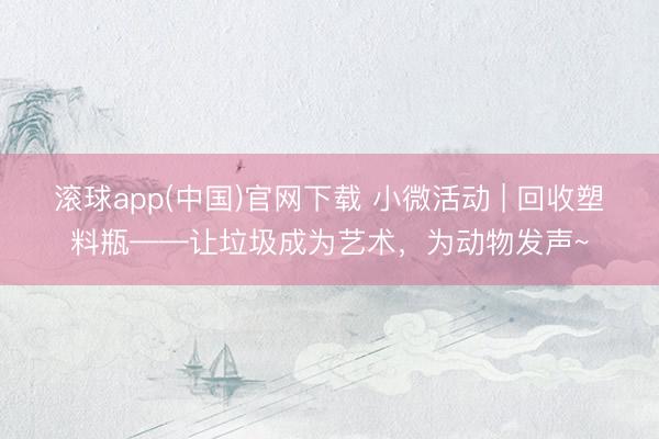 滚球app(中国)官网下载 小微活动 | 回收塑料瓶——让垃圾成为艺术，为动物发声~