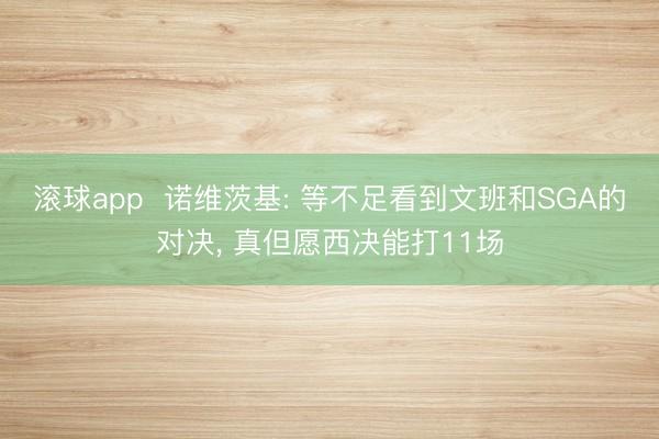 滚球app  诺维茨基: 等不足看到文班和SGA的对决， 真但愿西决能打11场