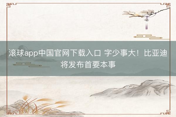 滚球app中国官网下载入口 字少事大！比亚迪将发布首要本事