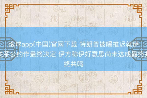滚球app(中国)官网下载 特朗普被曝推迟就伊朗关系公约作最终决定 伊方称伊好意思尚未达成最终共鸣