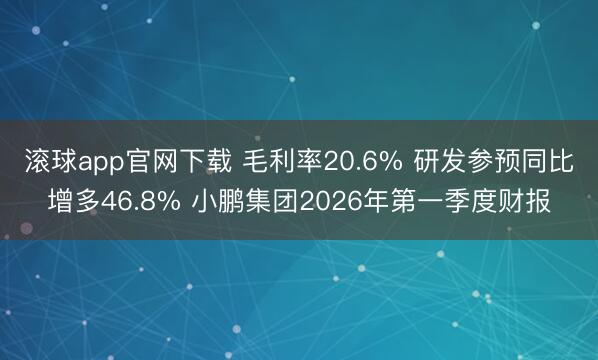 滚球app官网下载 毛利率20.6% 研发参预同比增多46.8% 小鹏集团2026年第一季度财报