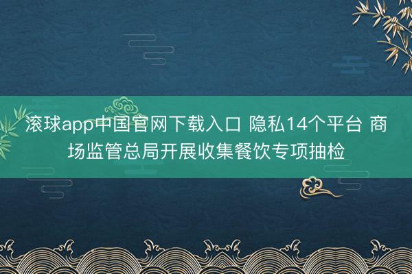滚球app中国官网下载入口 隐私14个平台 商场监管总局开展收集餐饮专项抽检