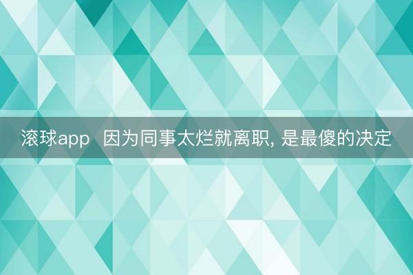 滚球app  因为同事太烂就离职， 是最傻的决定
