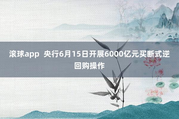 滚球app  央行6月15日开展6000亿元买断式逆回购操作